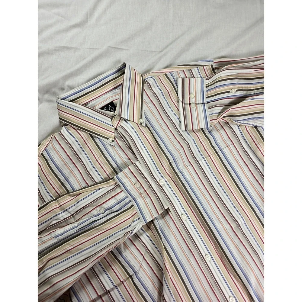 Jos. A. Bank Shirt Mens XL‎ Multicolor Stripe Traveler's Collection Long Sleeve